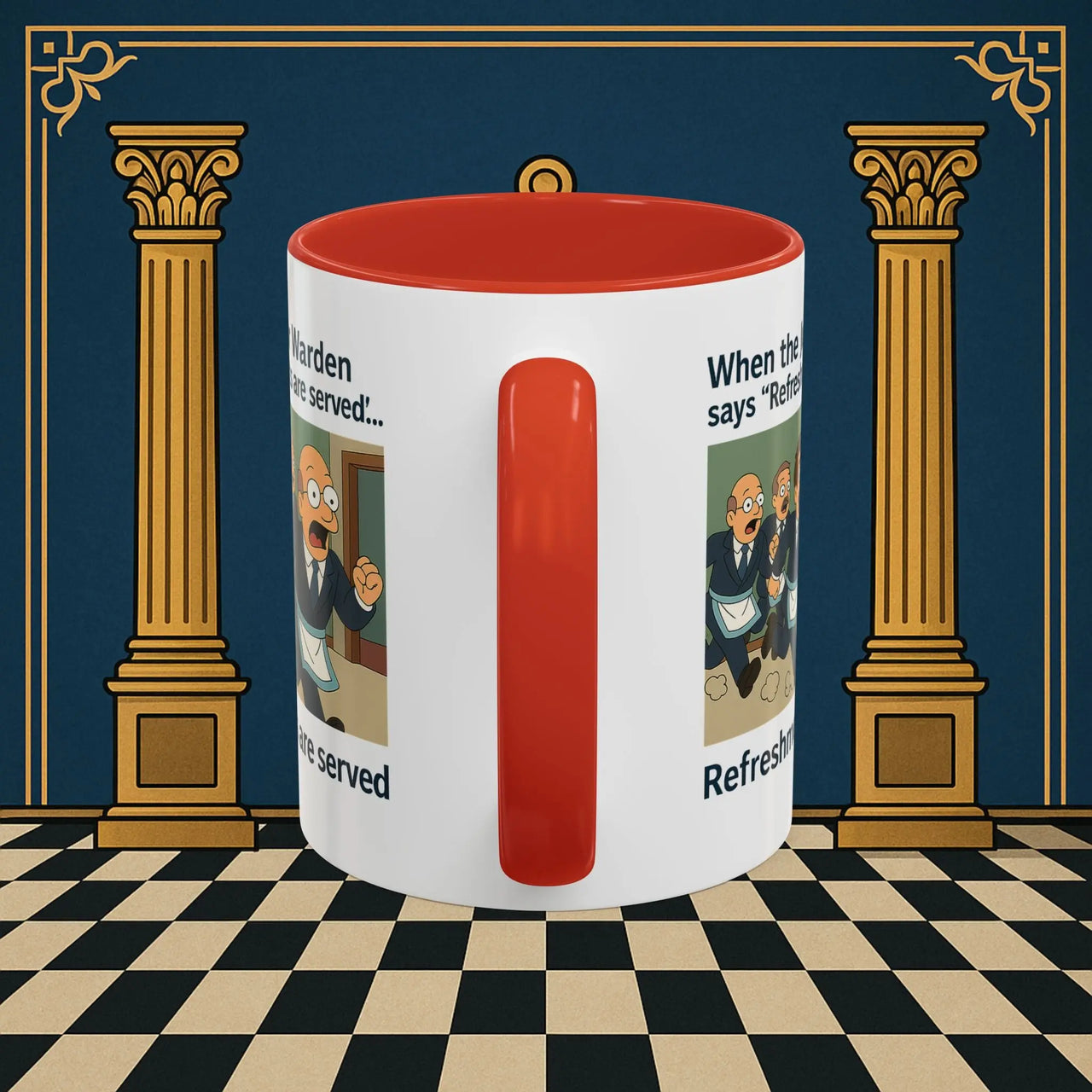 Masonic Mugs Ready to Go – Refreshments Are Served (Accent Coloured 11oz Mug) Printify