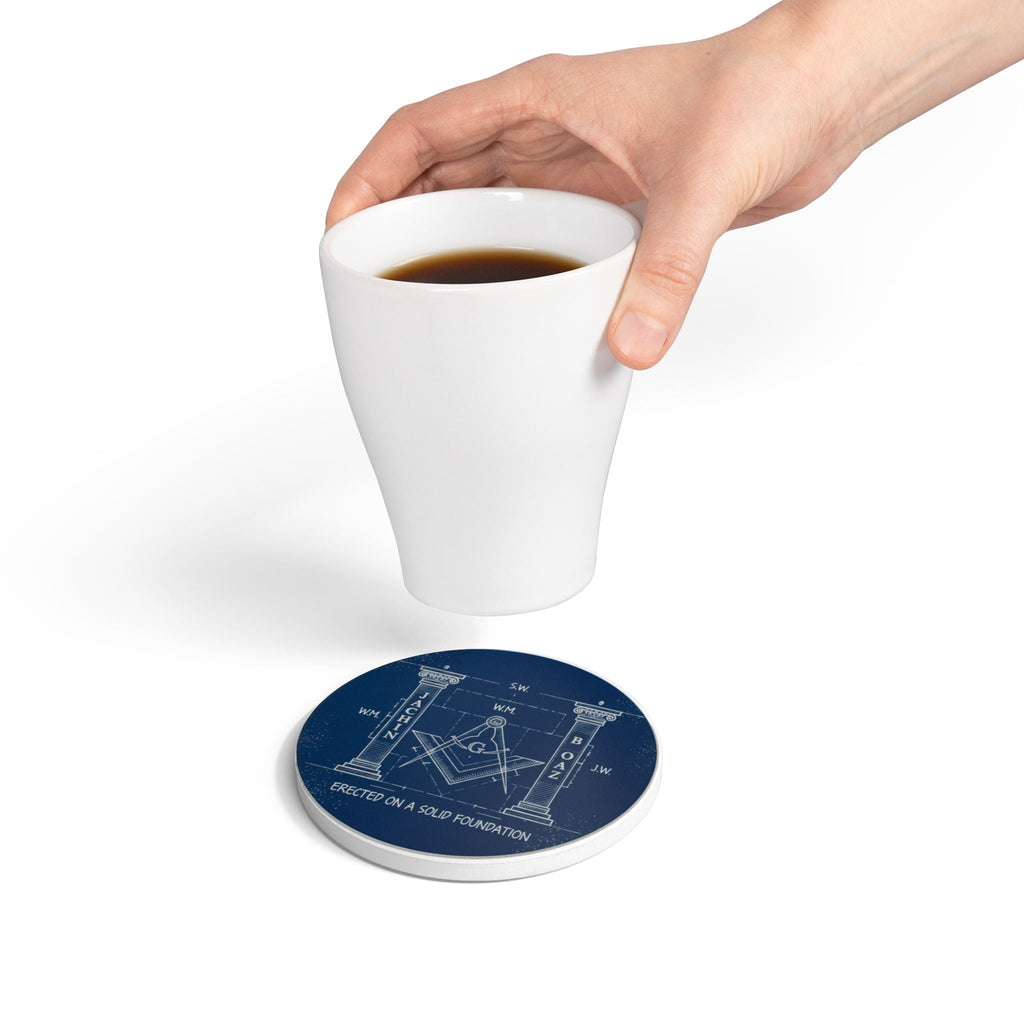 Masonic Square and Compass Ceramic Coaster | Freemason Symbol Coaster Printify