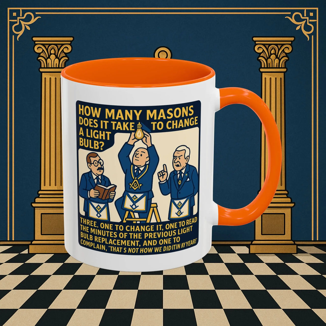 Masonic Mugs Ready to Go – How Many Masons? (Accent Coloured 11oz Mug) Printify