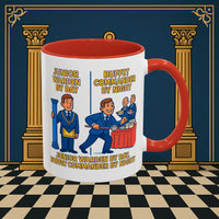 Masonic Mugs - Day/Night Professional: Dual Persona Comic Illustration, Junior Warden Printify