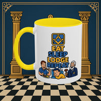 Masonic Mugs Ready to Go – Eat Sleep Lodge Repeat (Accent Coloured 11oz Mug) Printify