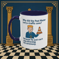Masonic Mugs Ready to Go – Past Master with a Traffic Cone (Accent Coloured 11oz Mug) Printify