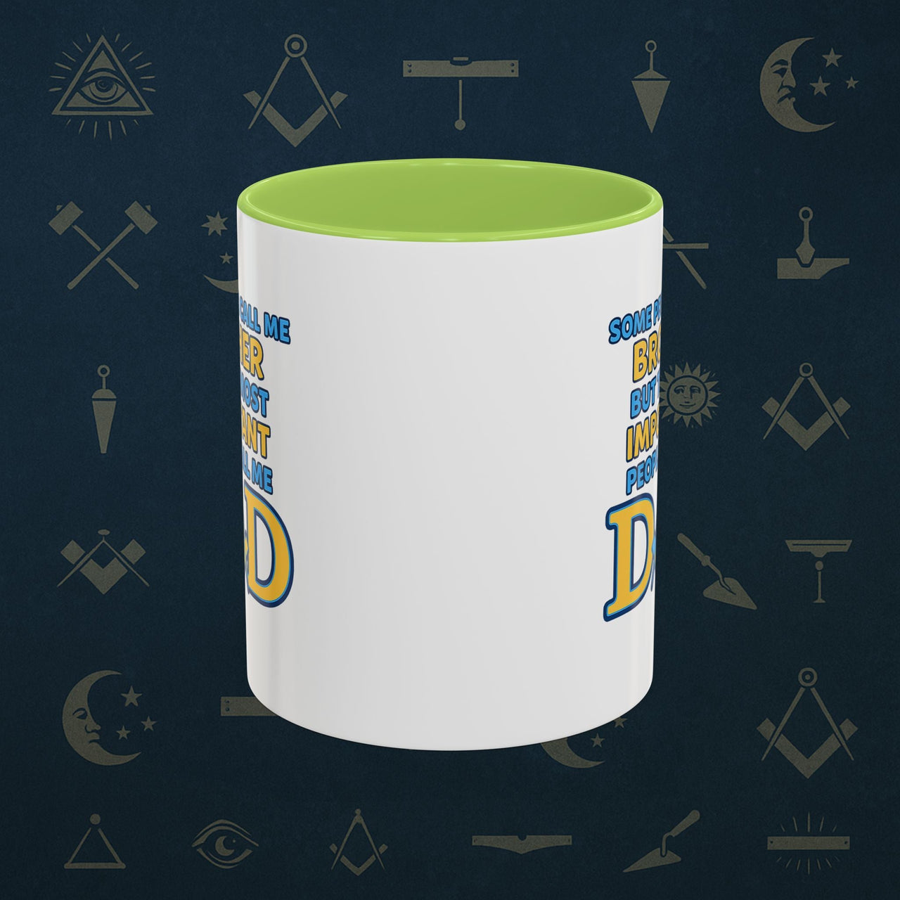 Masonic Mugs Ready to Go – Brother and Dad (Accent Coloured 11oz Mug) Printify