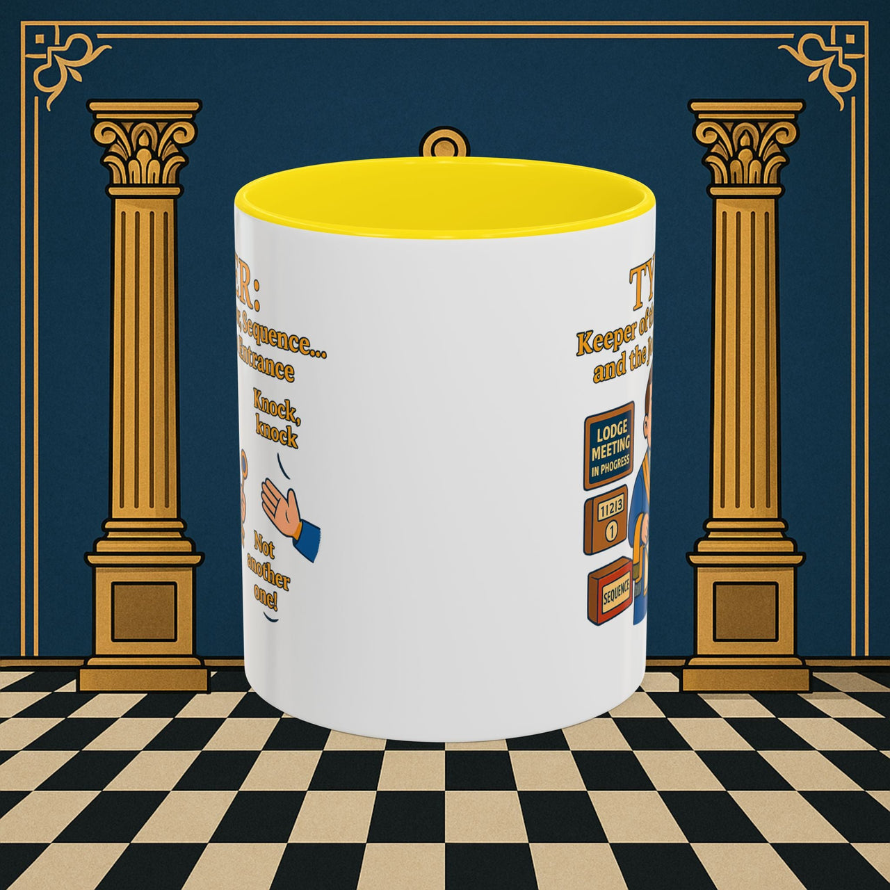 Masonic Mugs - Tyler's Doorway Dilemma - Tyler Printify