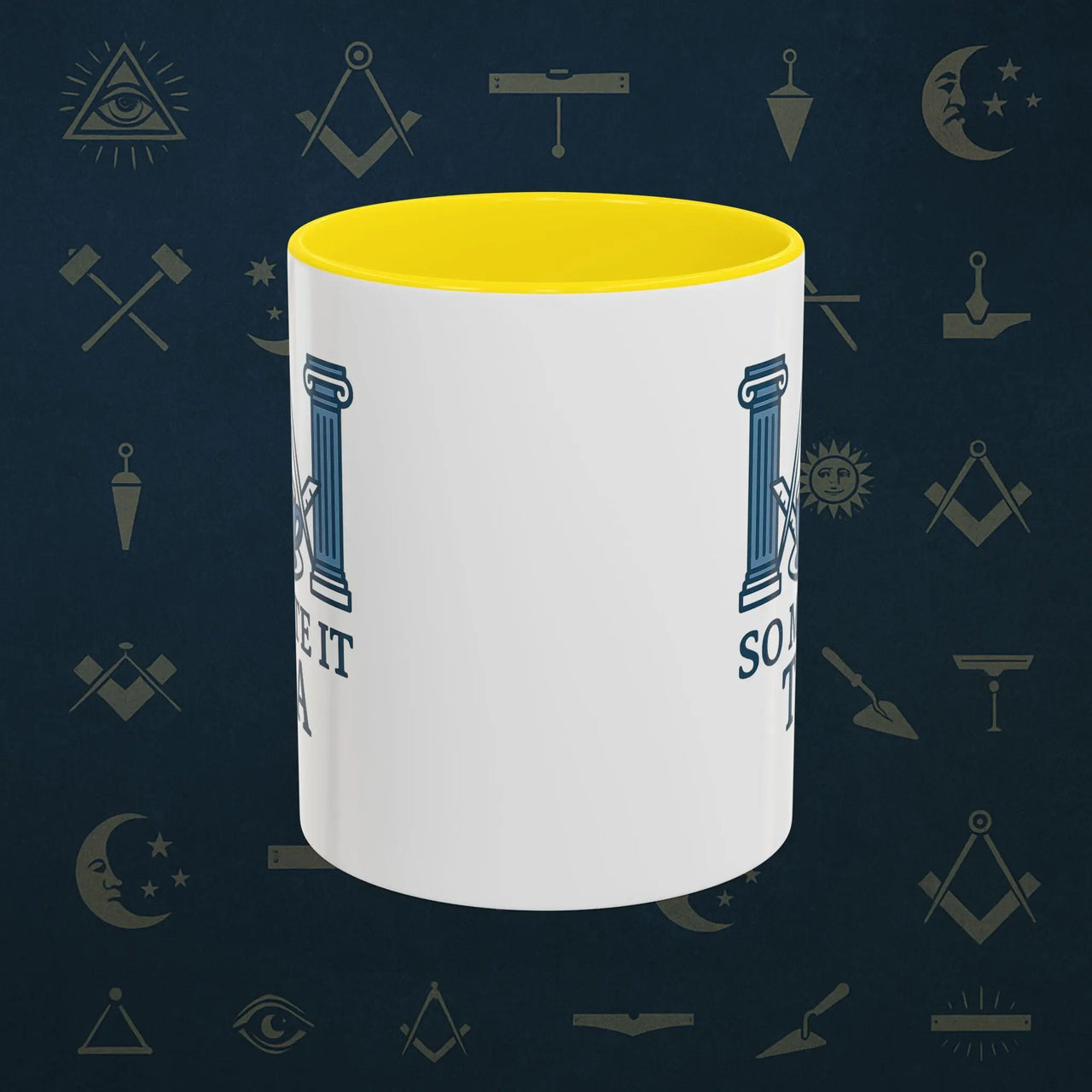 Masonic Mugs Ready to Go – So Mote It Tea (Accent Coloured 11oz Mug) Printify