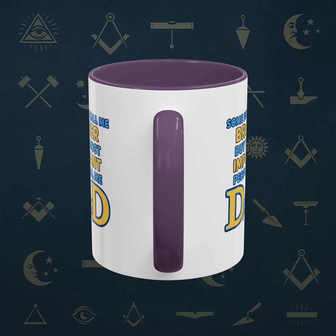 Masonic Mugs Ready to Go – Brother and Dad (Accent Coloured 11oz Mug) Printify