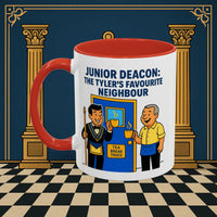 Masonic Mugs - Junior Deacon: Tea Break Truce, Masonic Brotherhood Cartoon, Junior Deacon Printify