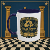 Masonic Mugs – Behind Every Great Mason (Accent Coloured 11oz Mug) Printify