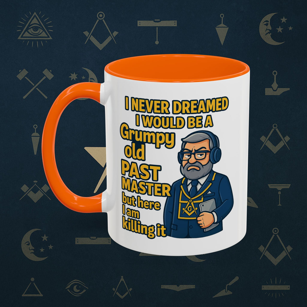 Masonic Mugs – Grumpy Old Past Master (Accent Coloured 11oz Mug) Printify