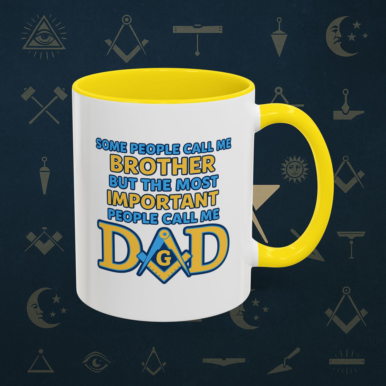 Masonic Mugs Ready to Go – Brother and Dad (Accent Coloured 11oz Mug) Printify