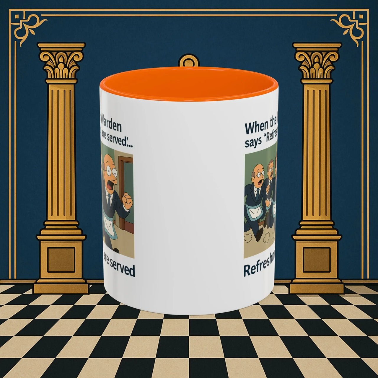 Masonic Mugs Ready to Go – Refreshments Are Served (Accent Coloured 11oz Mug) Printify