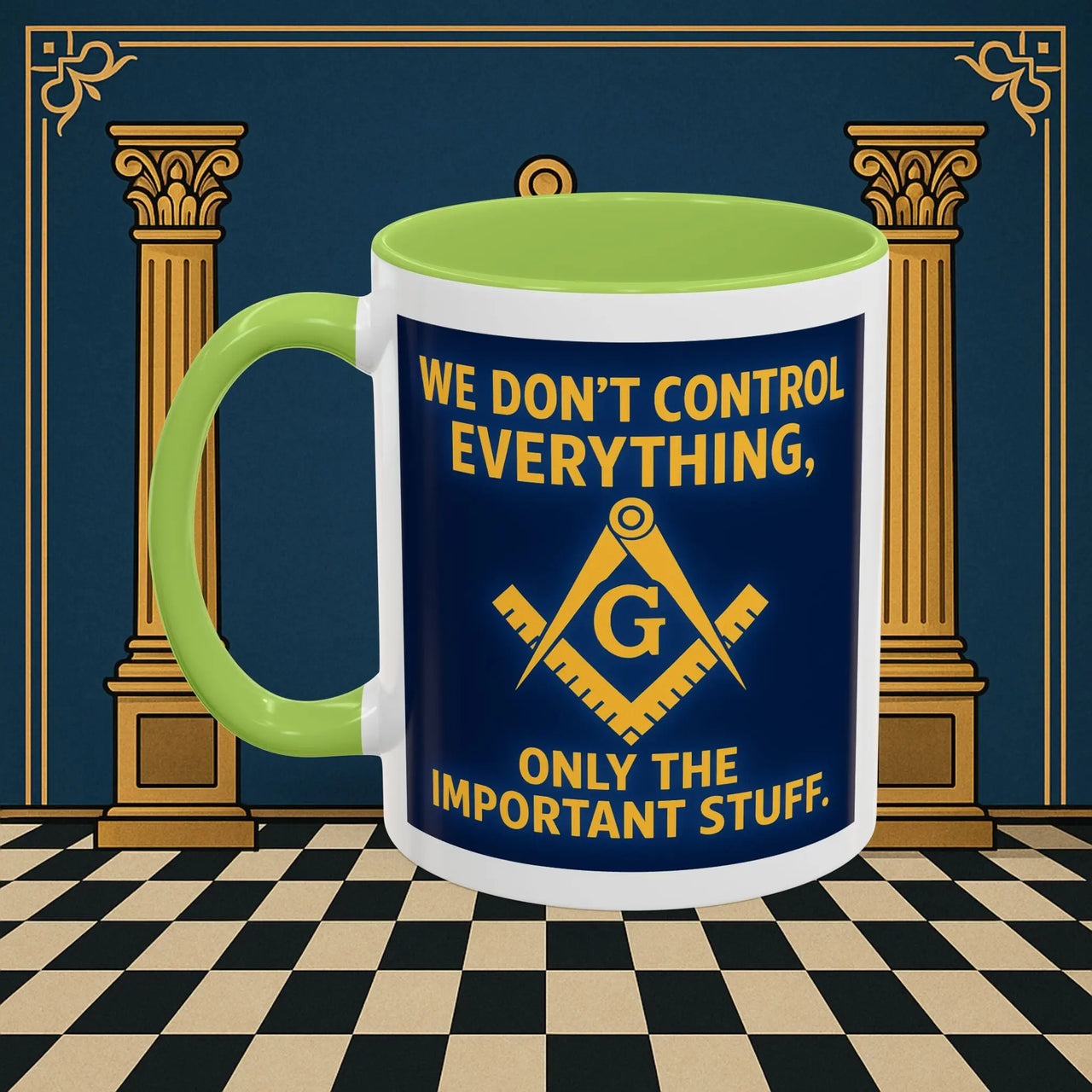 Masonic Mugs Ready to Go – Only the Important Stuff (Accent Coloured 11oz Mug) Printify