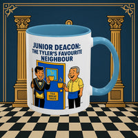 Masonic Mugs - Junior Deacon: Tea Break Truce, Masonic Brotherhood Cartoon, Junior Deacon Printify