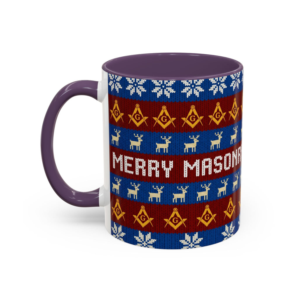 Masonry Merry Coffee Mug — Festive Freemason Holiday Ugly Sweater Design Printify