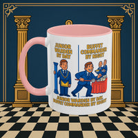 Masonic Mugs - Day/Night Professional: Dual Persona Comic Illustration, Junior Warden Printify