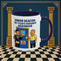 Masonic Mugs - Junior Deacon: Tea Break Truce, Masonic Brotherhood Cartoon, Junior Deacon Printify
