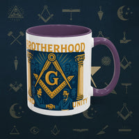 Masonic Mugs Ready to Go – Brotherhood and Unity (Accent Coloured 11oz Mug) Printify