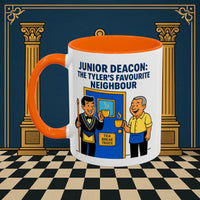 Masonic Mugs - Junior Deacon: Tea Break Truce, Masonic Brotherhood Cartoon, Junior Deacon Printify