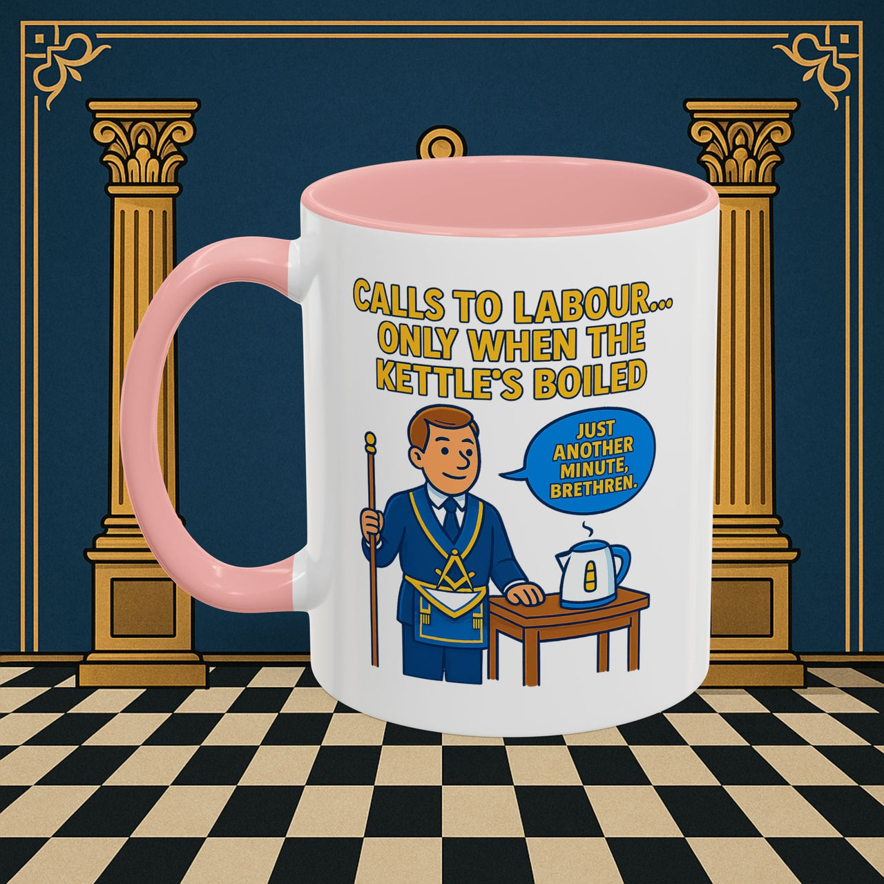 Masonic Mugs - Masonic Tea Break: Fraternal Humor in Comic Book Style, Junior Warden Printify