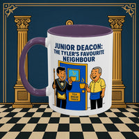 Masonic Mugs - Junior Deacon: Tea Break Truce, Masonic Brotherhood Cartoon, Junior Deacon Printify