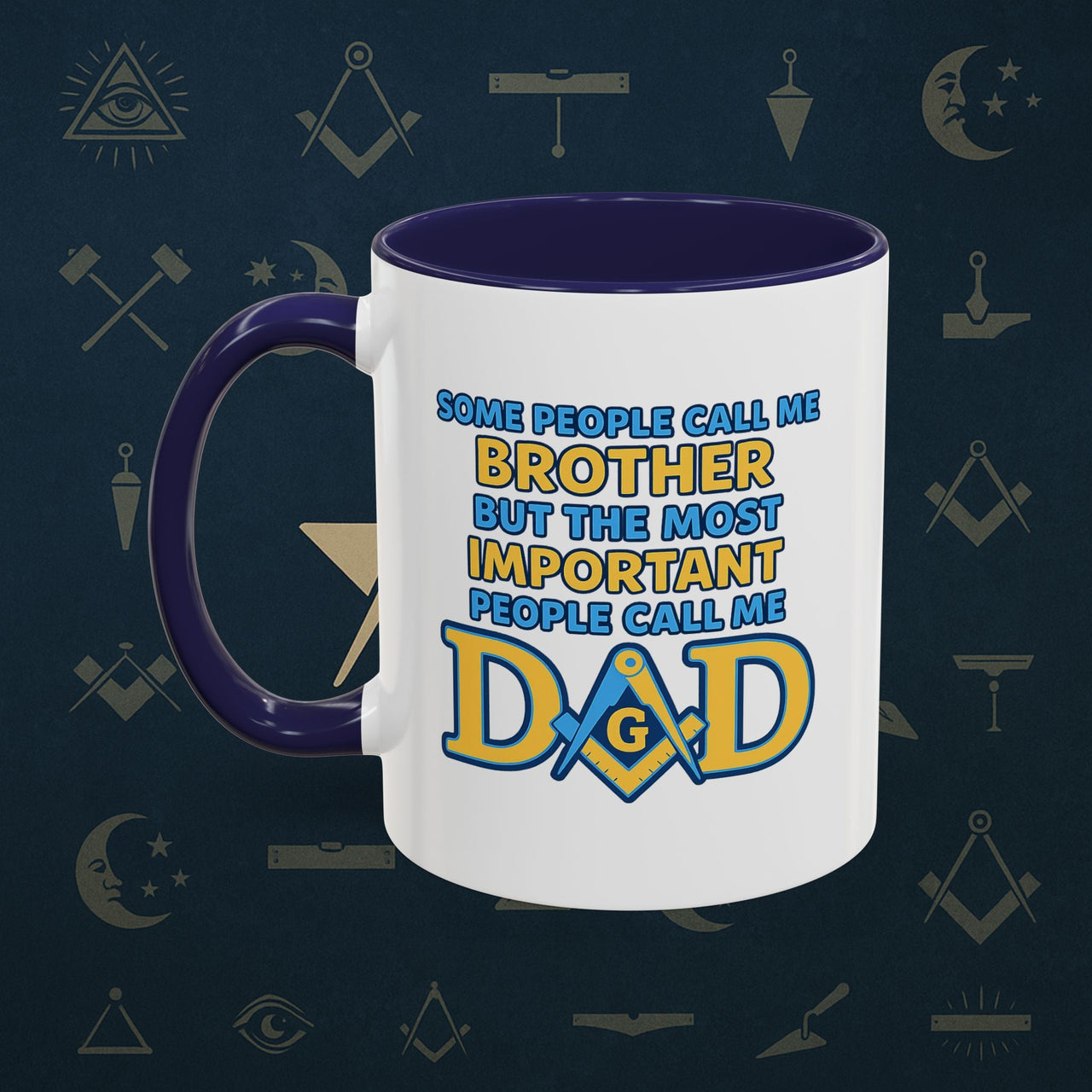Masonic Mugs Ready to Go – Brother and Dad (Accent Coloured 11oz Mug) Printify