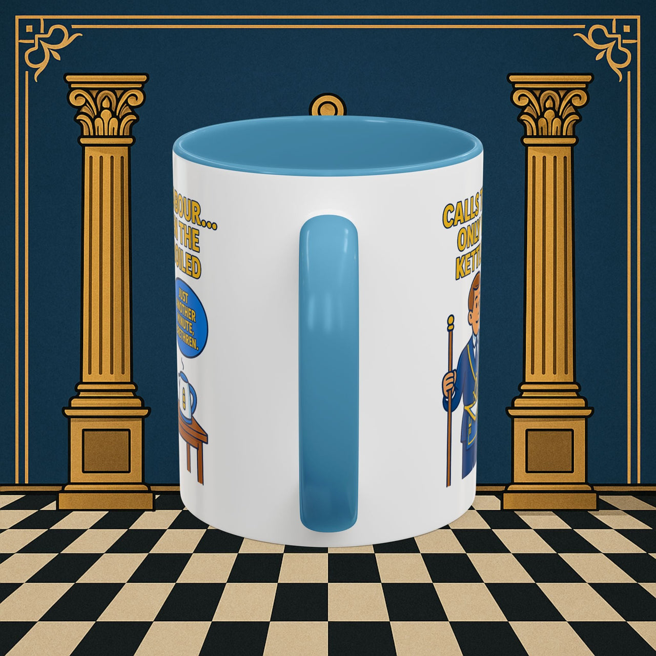 Masonic Mugs - Masonic Tea Break: Fraternal Humor in Comic Book Style, Junior Warden Printify