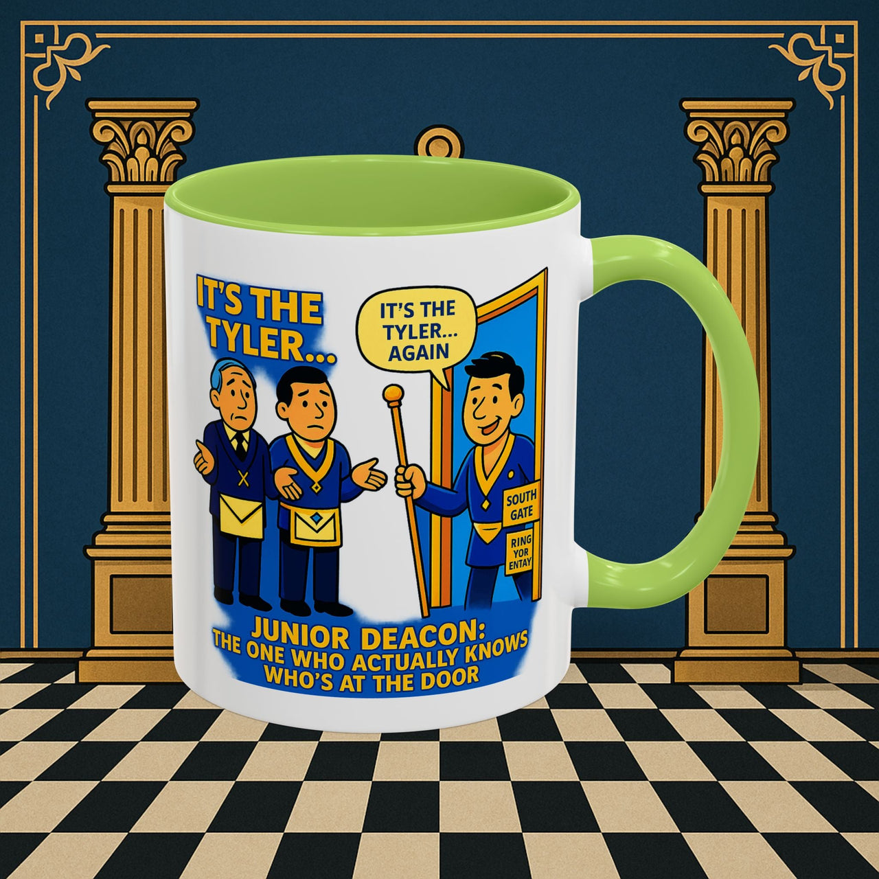 Masonic Mugs - Masonic Mysteries Unveiled: Lodge Leadership Comedy, Junior Deacon Printify