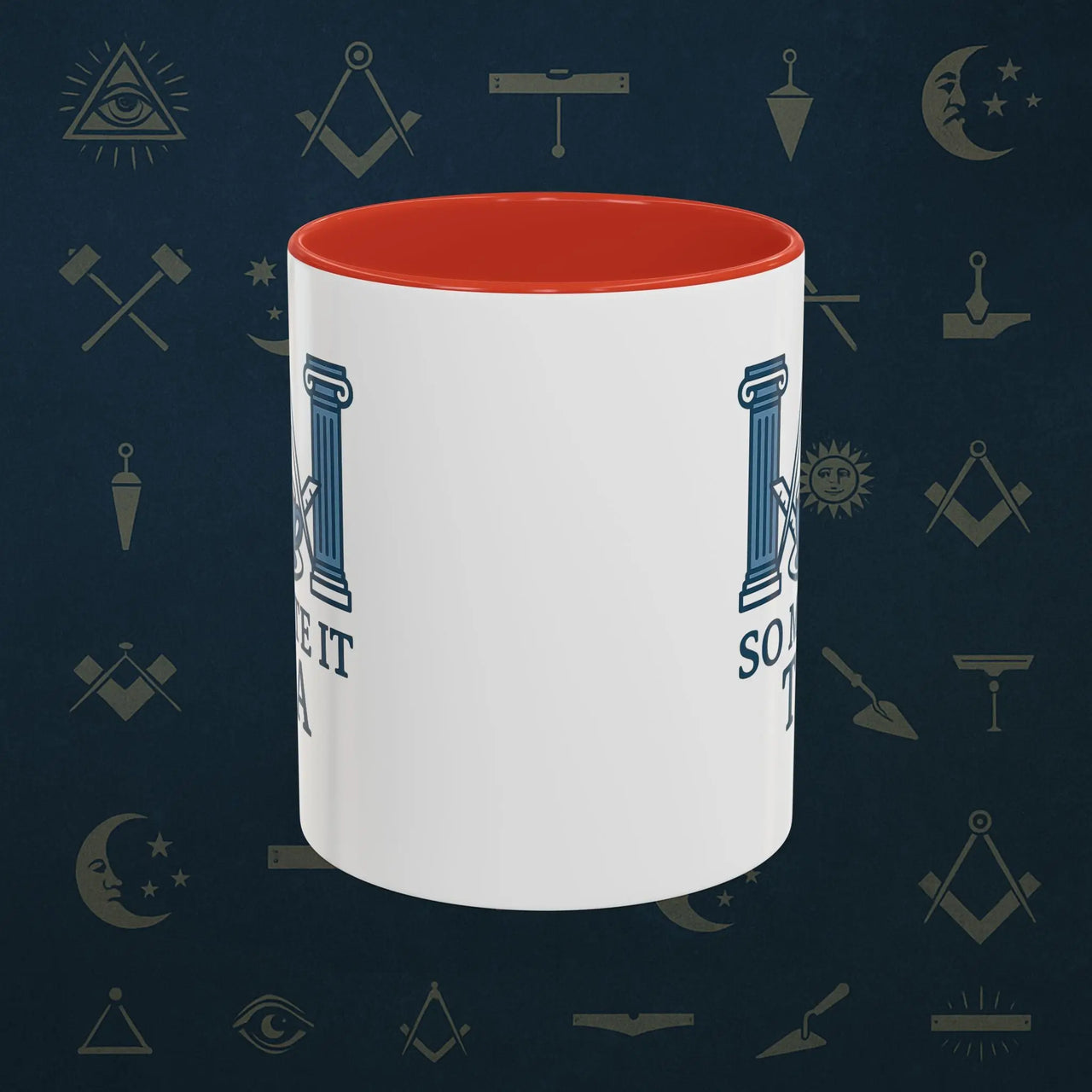 Masonic Mugs Ready to Go – So Mote It Tea (Accent Coloured 11oz Mug) Printify