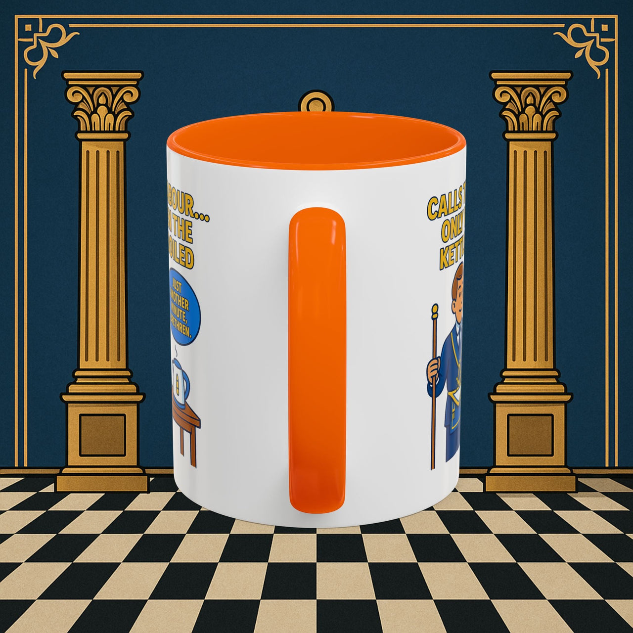 Masonic Mugs - Masonic Tea Break: Fraternal Humor in Comic Book Style, Junior Warden Printify