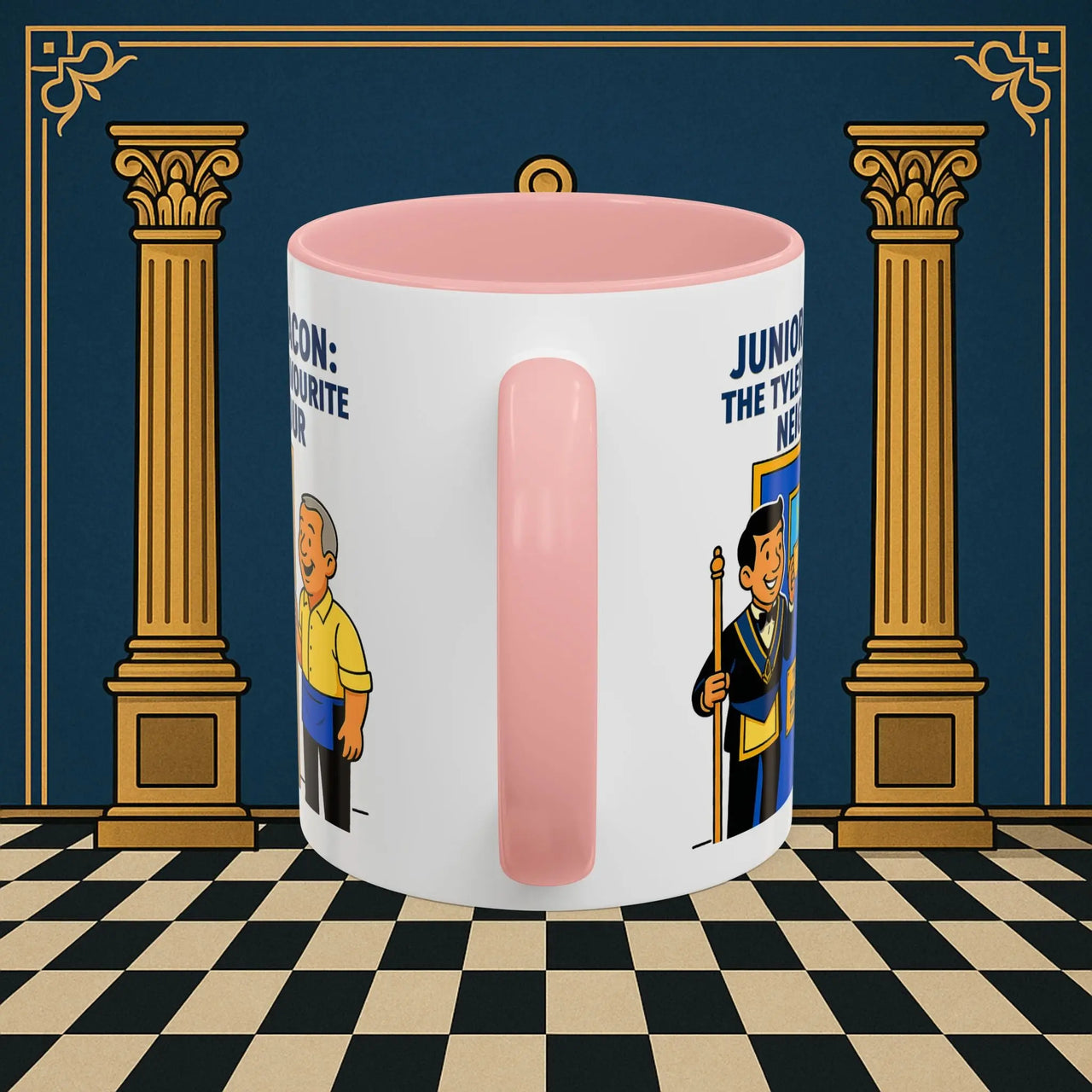 Masonic Mugs - Junior Deacon: Tea Break Truce, Masonic Brotherhood Cartoon, Junior Deacon Printify