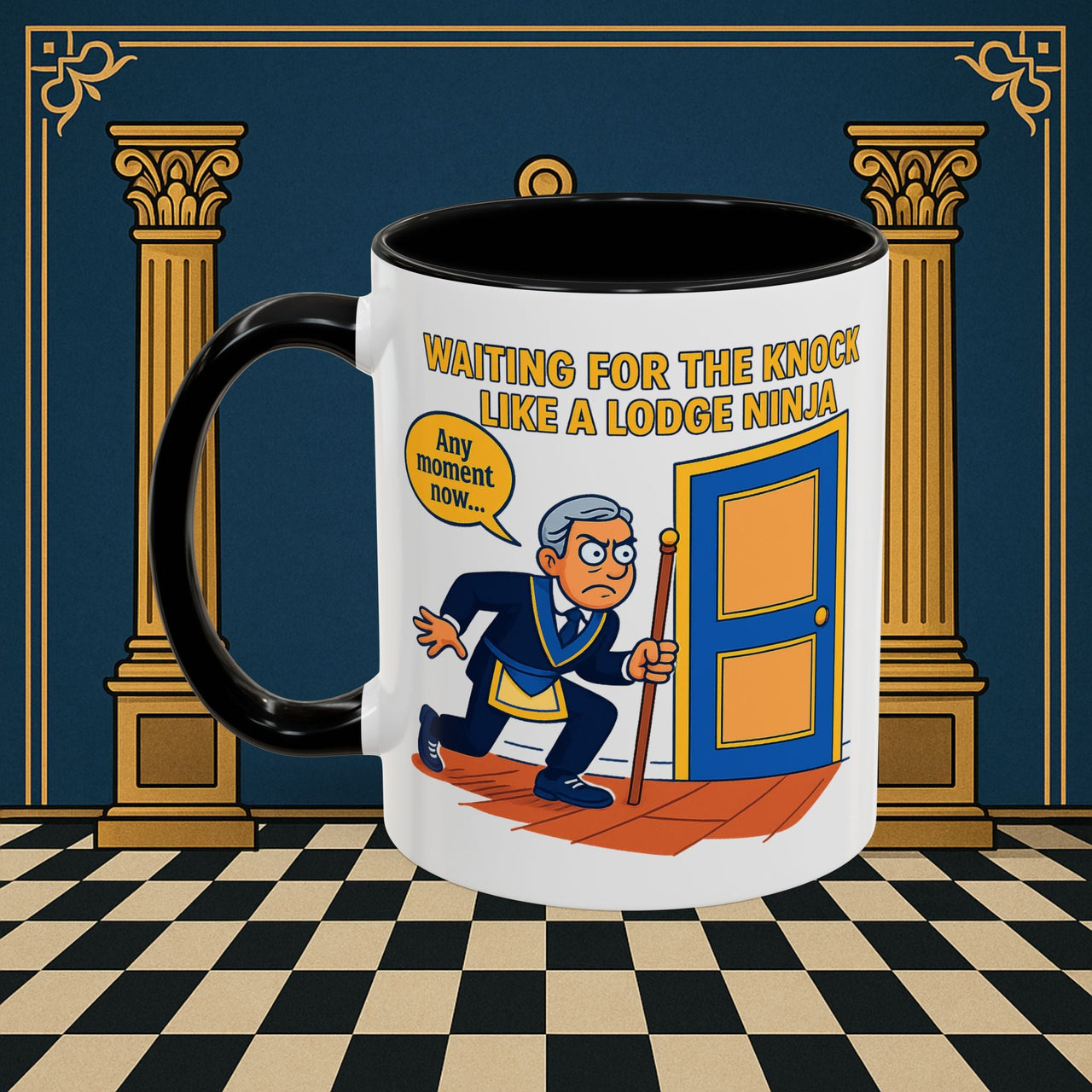 Masonic Mugs - Masonic Anticipation: Lodge Ninja in Waiting, Junior Deacon Printify