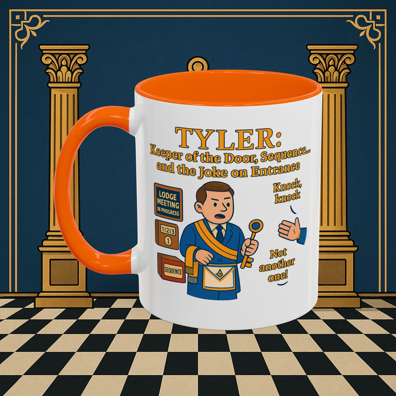 Masonic Mugs - Tyler's Doorway Dilemma - Tyler Printify