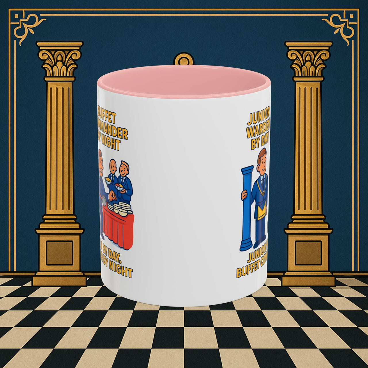 Masonic Mugs - Day/Night Professional: Dual Persona Comic Illustration, Junior Warden Printify