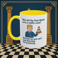 Masonic Mugs Ready to Go – Past Master with a Traffic Cone (Accent Coloured 11oz Mug) Printify