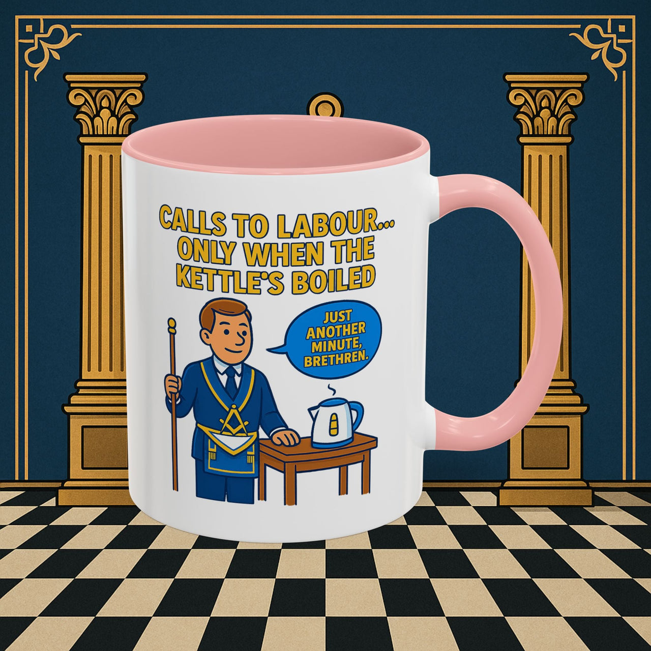 Masonic Mugs - Masonic Tea Break: Fraternal Humor in Comic Book Style, Junior Warden Printify
