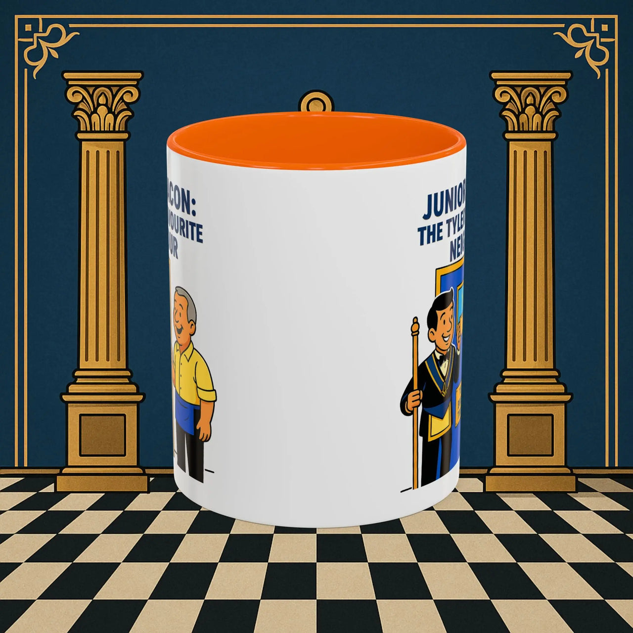 Masonic Mugs - Junior Deacon: Tea Break Truce, Masonic Brotherhood Cartoon, Junior Deacon Printify