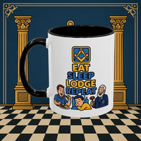 Masonic Mugs Ready to Go – Eat Sleep Lodge Repeat (Accent Coloured 11oz Mug) Printify
