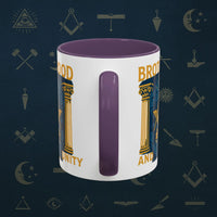 Masonic Mugs Ready to Go – Brotherhood and Unity (Accent Coloured 11oz Mug) Printify