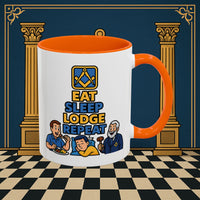 Masonic Mugs Ready to Go – Eat Sleep Lodge Repeat (Accent Coloured 11oz Mug) Printify