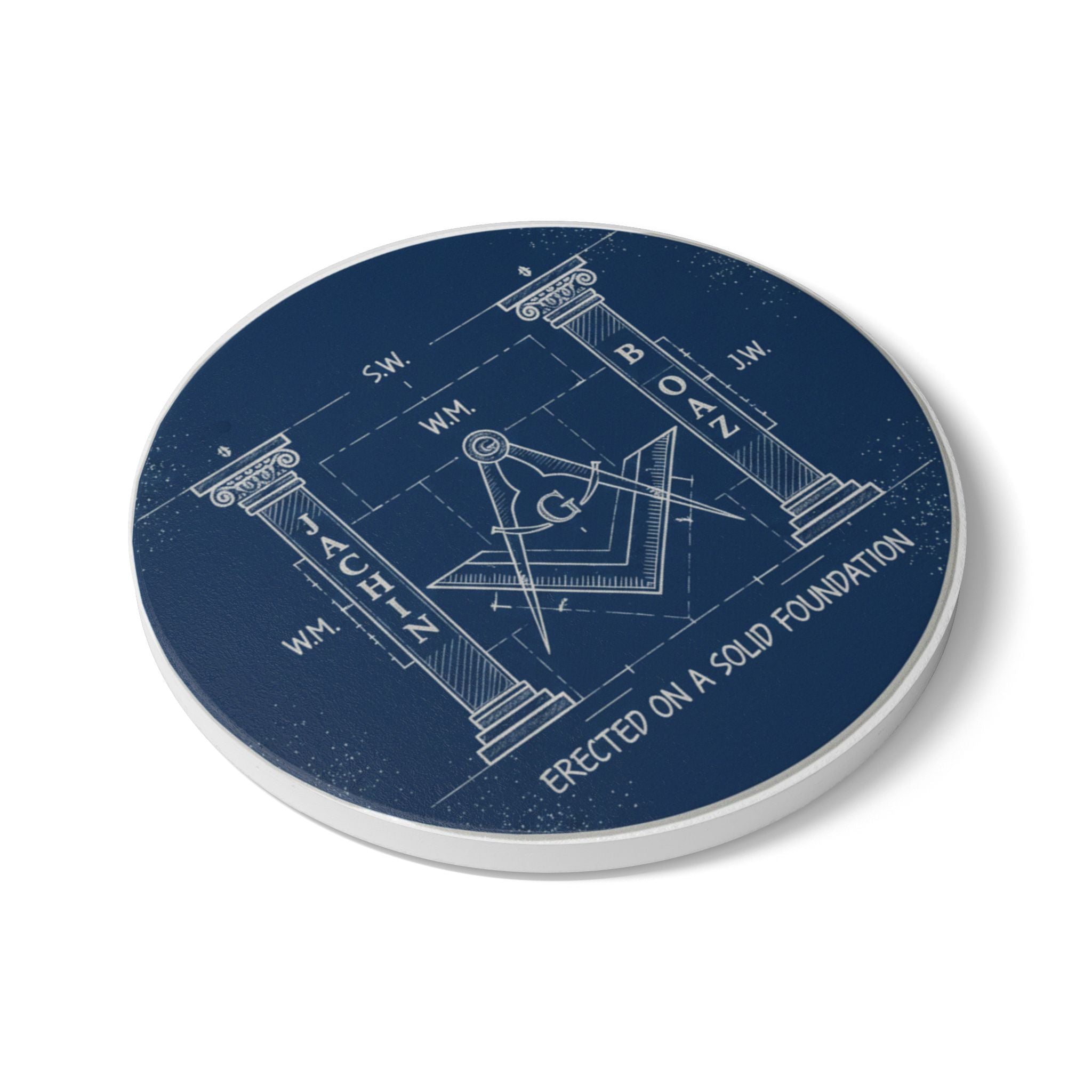 Masonic Square and Compass Ceramic Coaster | Freemason Symbol Coaster Printify