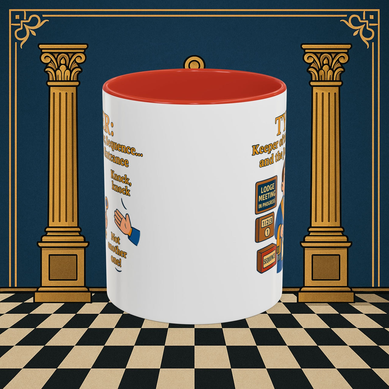 Masonic Mugs - Tyler's Doorway Dilemma - Tyler Printify