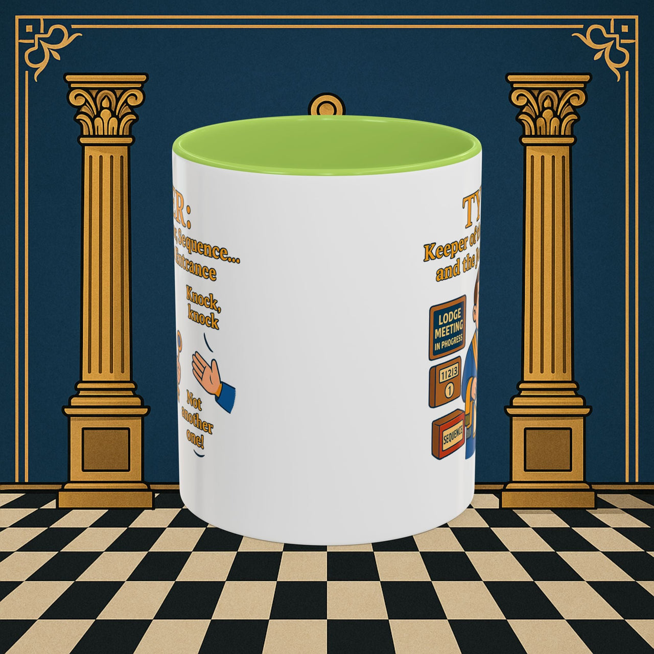 Masonic Mugs - Tyler's Doorway Dilemma - Tyler Printify