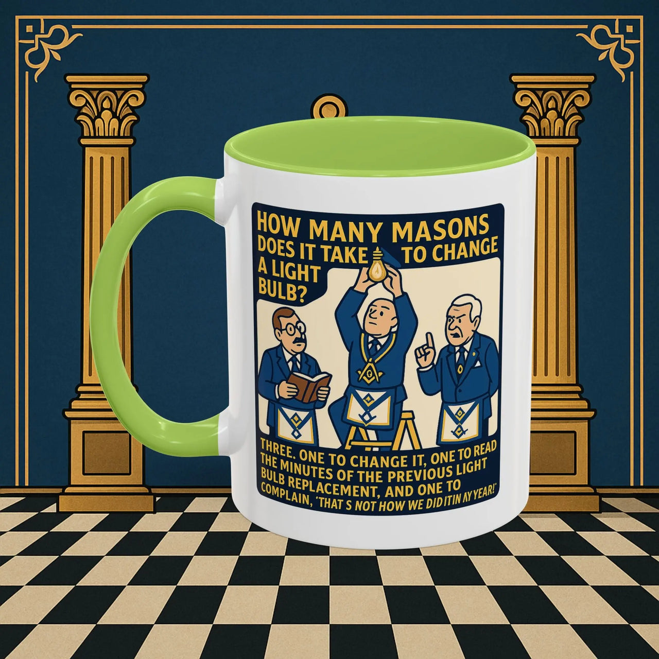 Masonic Mugs Ready to Go – How Many Masons? (Accent Coloured 11oz Mug) Printify