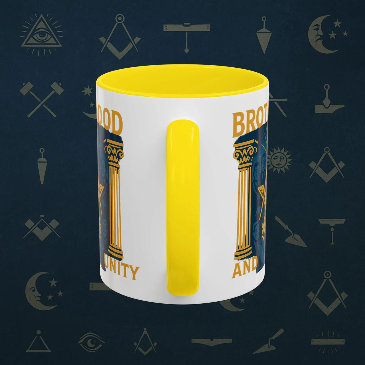 Masonic Mugs Ready to Go – Brotherhood and Unity (Accent Coloured 11oz Mug) Printify