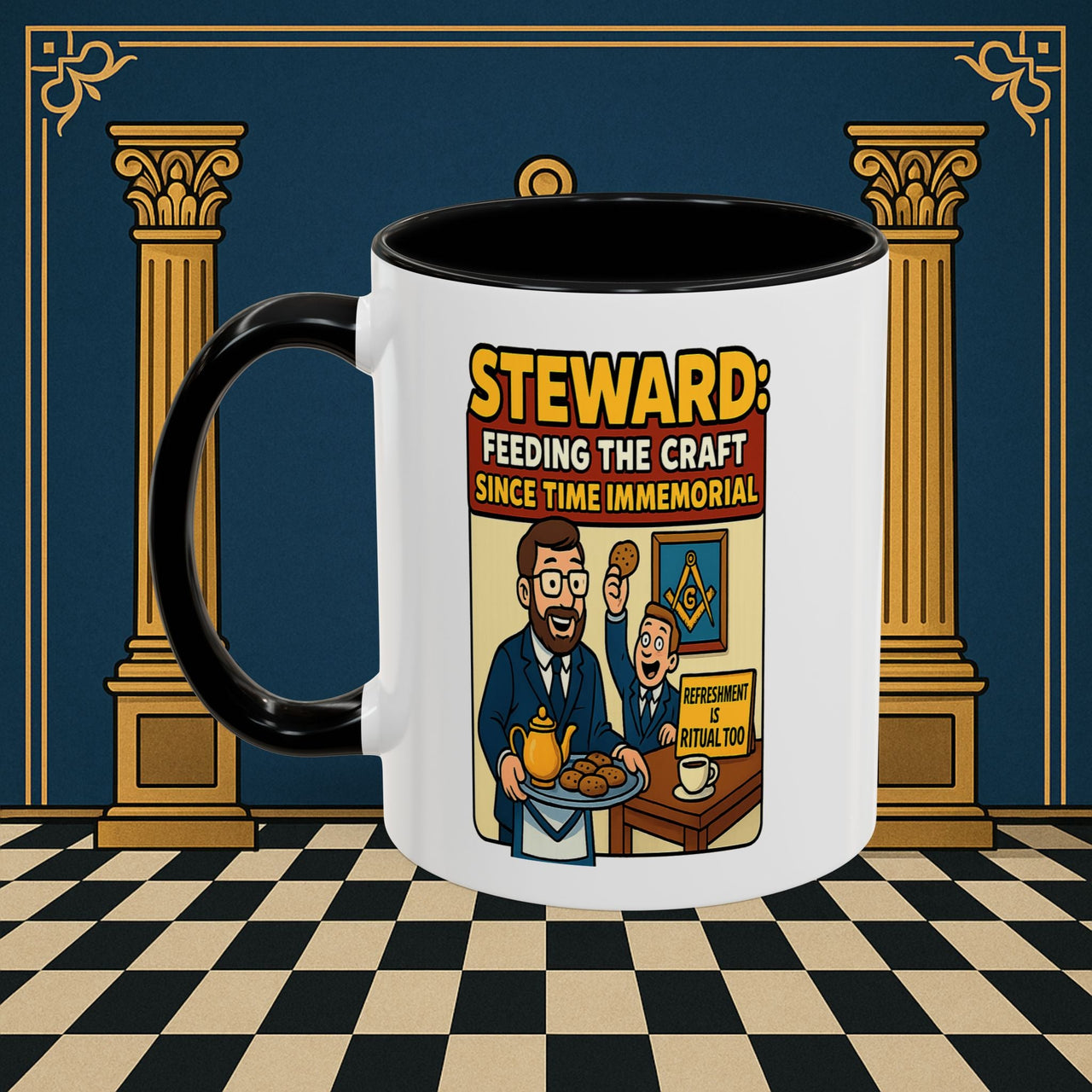 Masonic Mugs - Feeding Freemasonry's Fellowship - Steward Printify