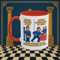 Masonic Mugs - Day/Night Professional: Dual Persona Comic Illustration, Junior Warden Printify