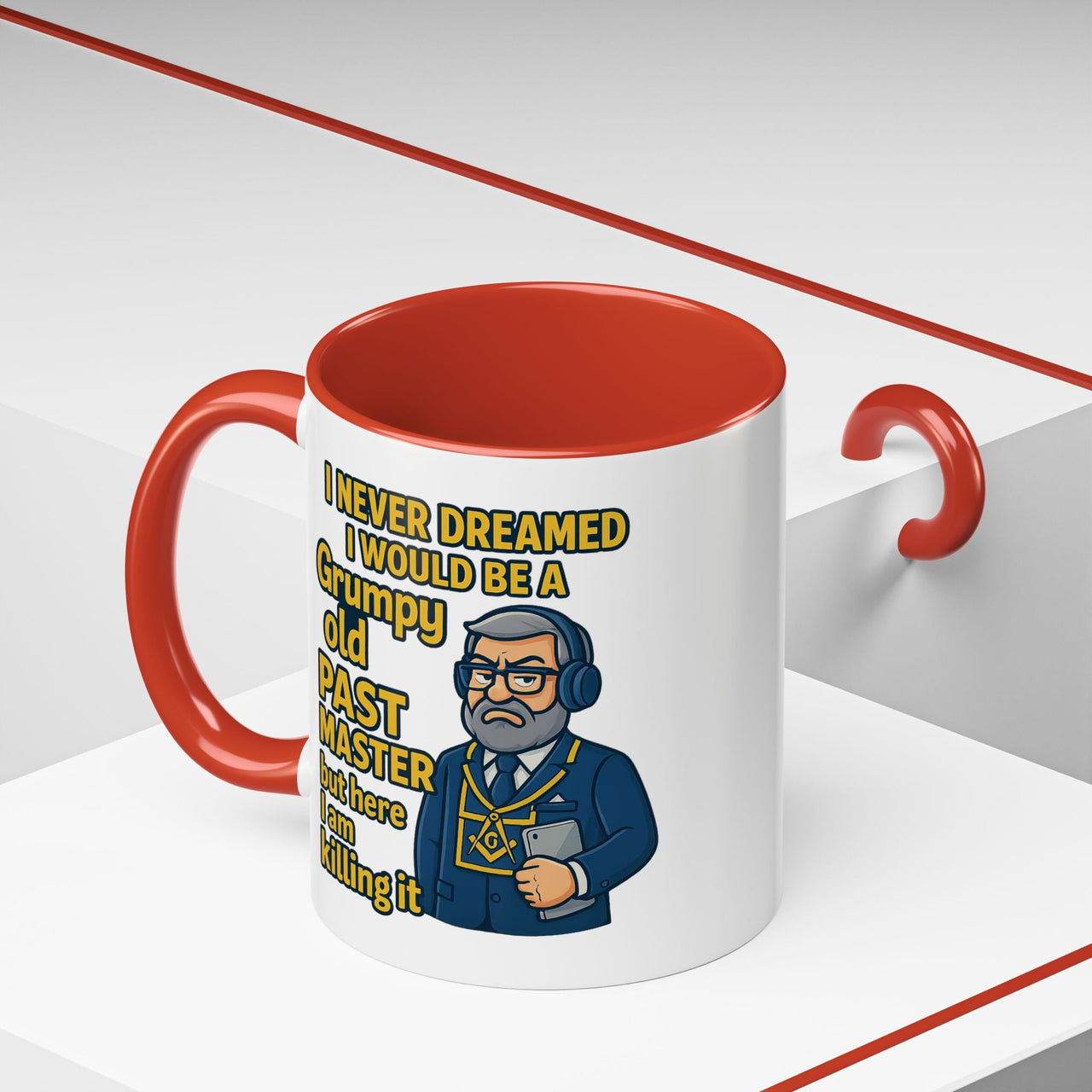 Masonic Mugs – Grumpy Old Past Master (Accent Coloured 11oz Mug) Printify