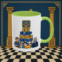 Masonic Mugs Ready to Go – Eat Sleep Lodge Repeat (Accent Coloured 11oz Mug) Printify