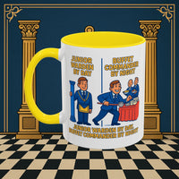 Masonic Mugs - Day/Night Professional: Dual Persona Comic Illustration, Junior Warden Printify