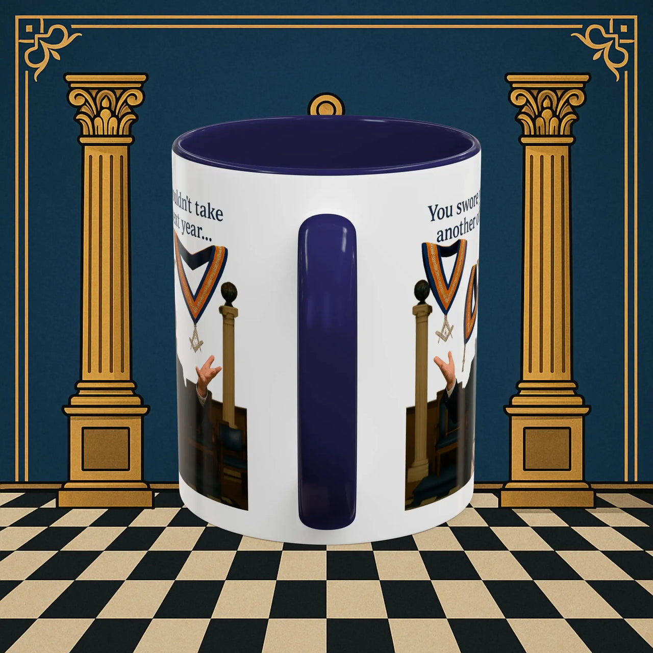 Masonic Mugs Ready to Go – Another Office? Go On Then… (Accent Coloured 11oz Mug) Printify